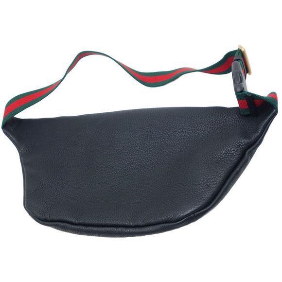Gucci Print Logo Belt Bag Sherry Line Body Bag Leather Black - Picture 2 of 7